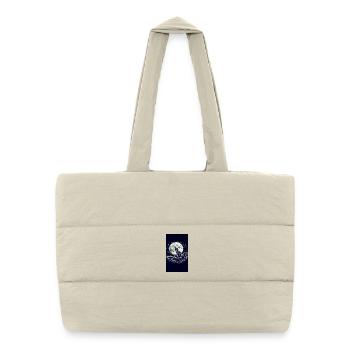 Geometrischer Wolf unter dem Mond - Puffer-Einkaufstasche - Naturweiß - Vorne