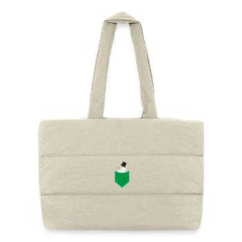 Snowman in Pocket Cute Winter Holiday Design - Puffer Shopping Bag - natural - Front