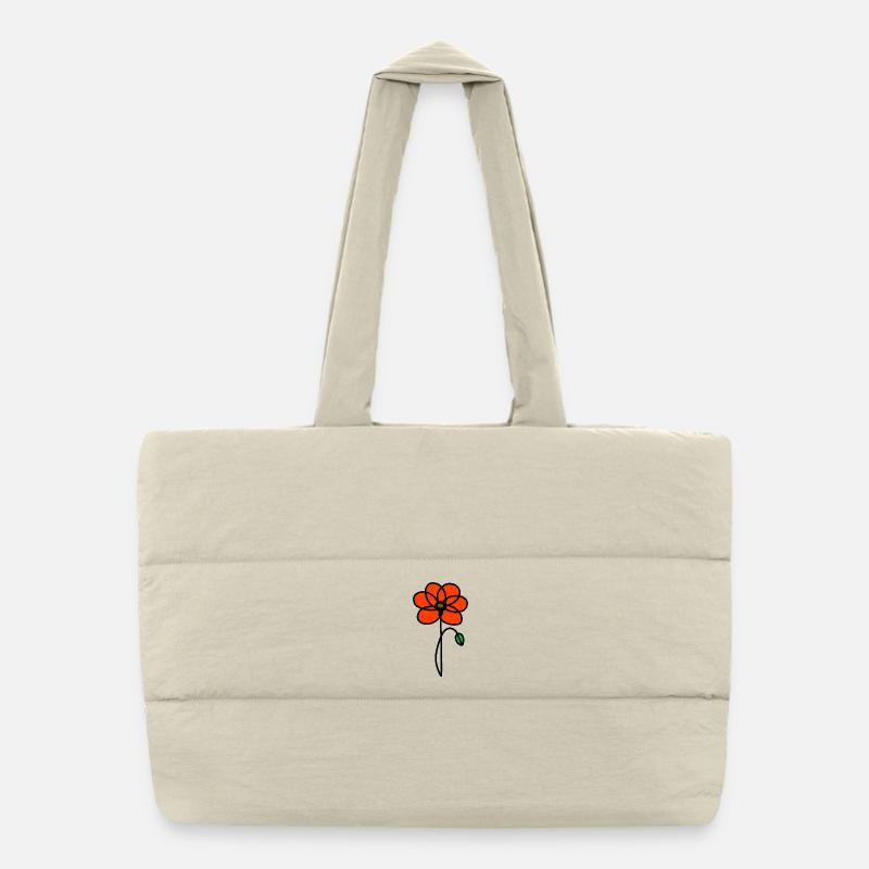 Minimalistische Mohnblume Puffer-Einkaufstasche