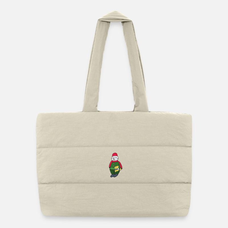 Cold Winter Snowman Puffer Shopping Bag
