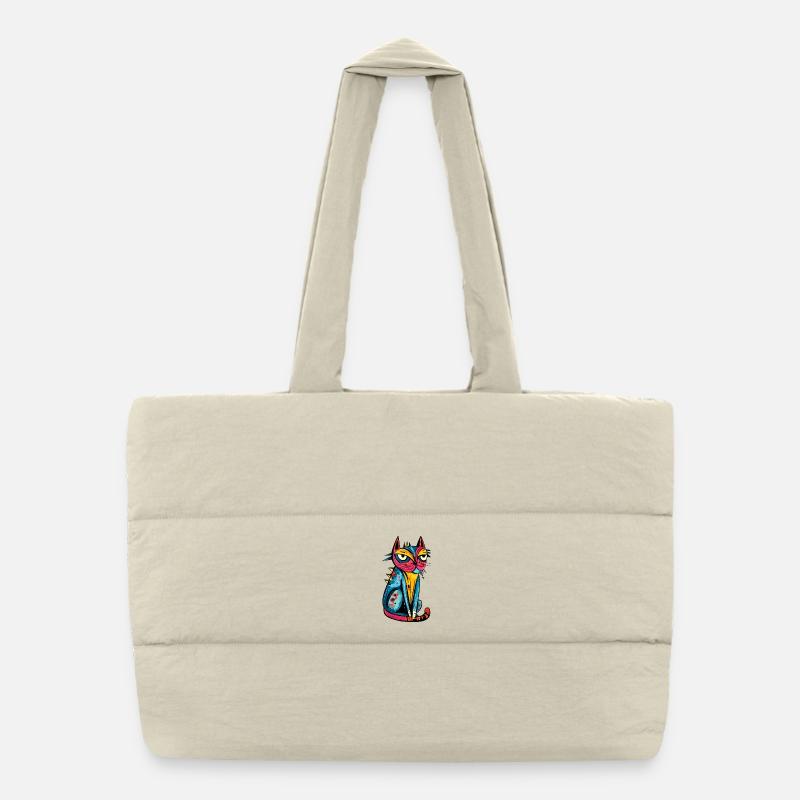 Katze Bunt Kunst Puffer-Einkaufstasche