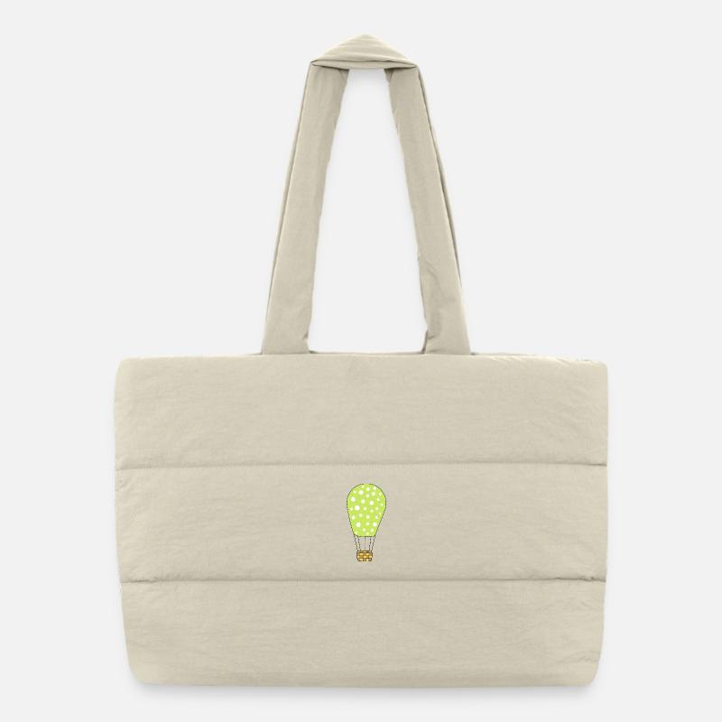 Hot air balloon green Puffer Shopping Bag