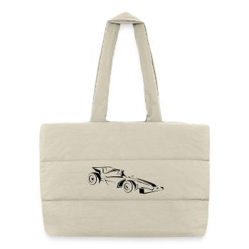 Minimalist Racing Car Line Art - Puffer Shopping Bag - natural - Front