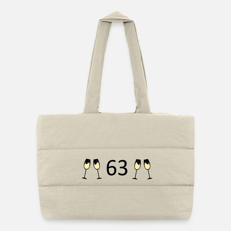 63rd Birthday 63 Years Jubilee 63 Number 63 black Puffer Shopping Bag