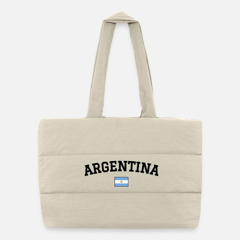 Argentina Flag Design Black Puffer Shopping Bag