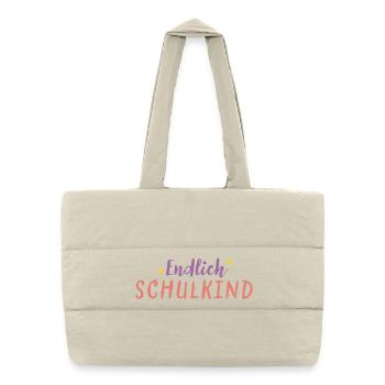 Endlich Schulkind - Puffer-Einkaufstasche - Naturweiß - Vorne