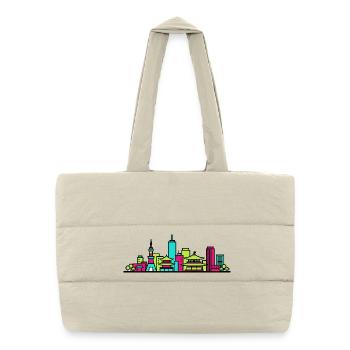 Kyoto City Skyline Temple Pagoda Modern Art - Puffer Shopping Bag - natural - Front