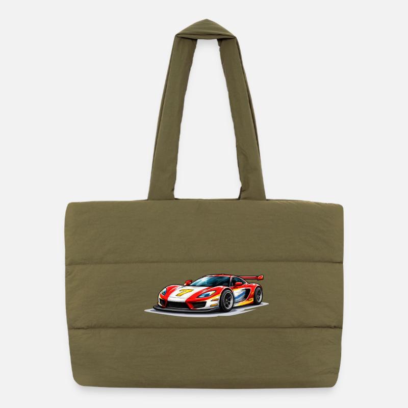 Speed-style race car graphics Puffer Shopping Bag