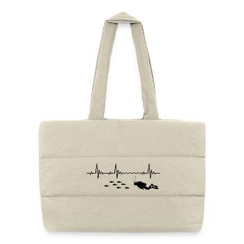 Diver Heartbeat Scuba Diving Heart Rate Frequency - Puffer Shopping Bag - natural - Front