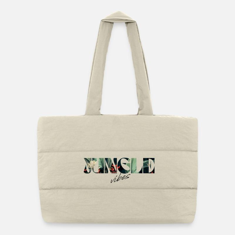 Jungle Vibes Lettrage tropical Sac shopping matelassé