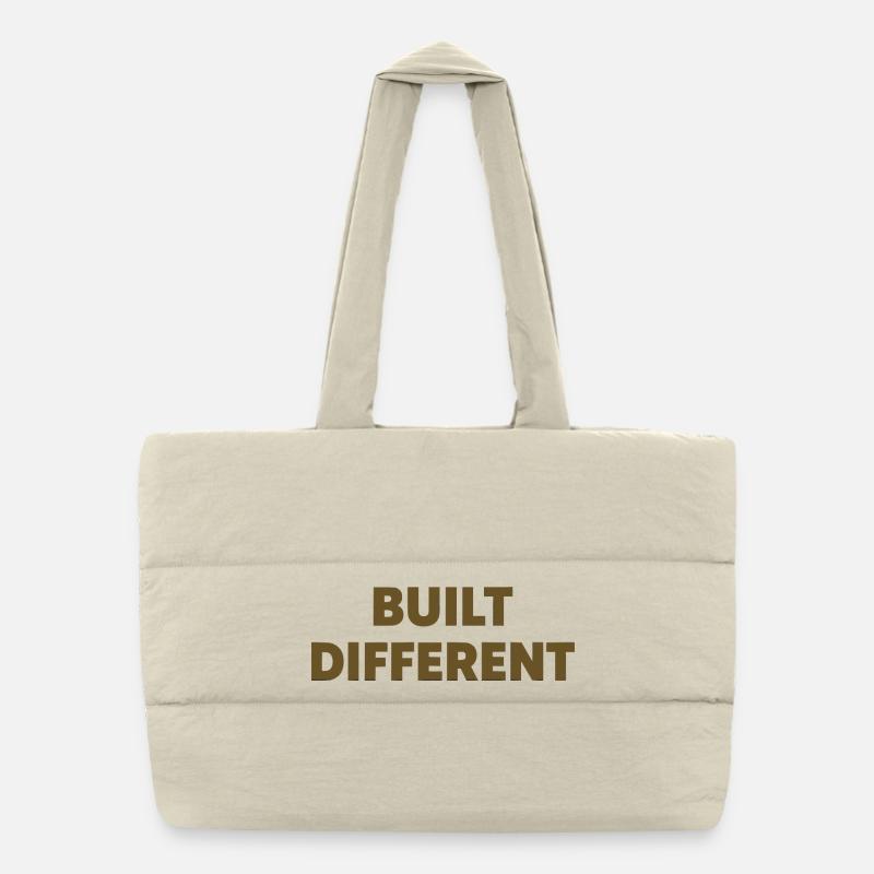 Built Different Saying Statement Typography Puffer Shopping Bag