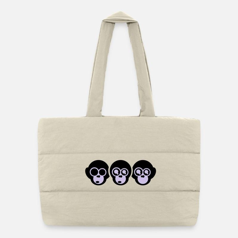 the three monkeys Puffer Shopping Bag