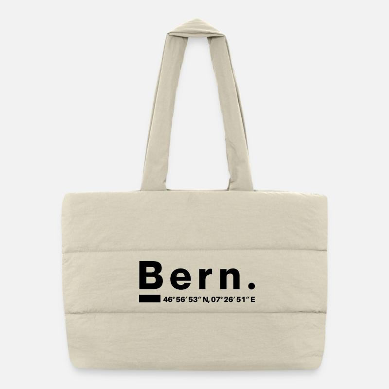 Bern Coordinates Bernese Switzerland Puffer Shopping Bag