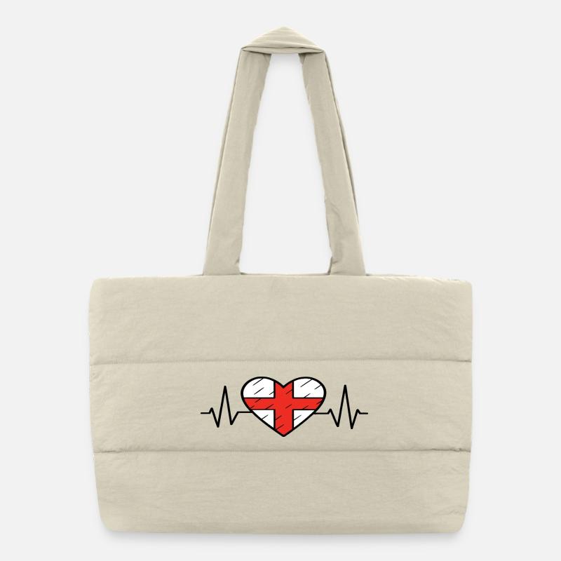 Drapeau de l’Angleterre Heartbeat Line English Pride Design Sac shopping matelassé