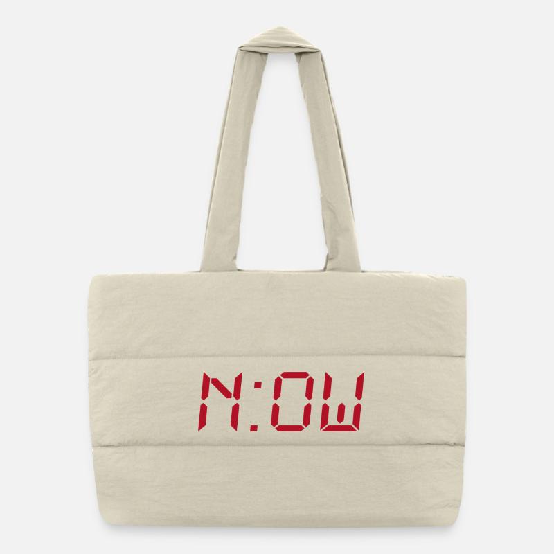NOW – Typografie Design ohne Hintergrund Puffer-Einkaufstasche