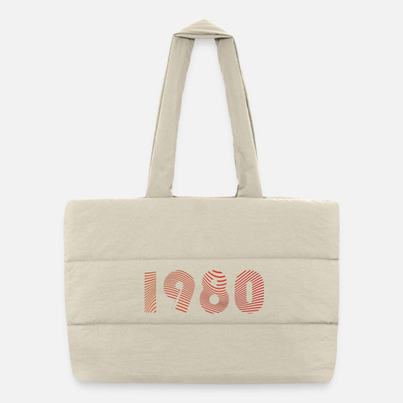 Retro 1980's Stripes Typography Puffer Shopping Bag