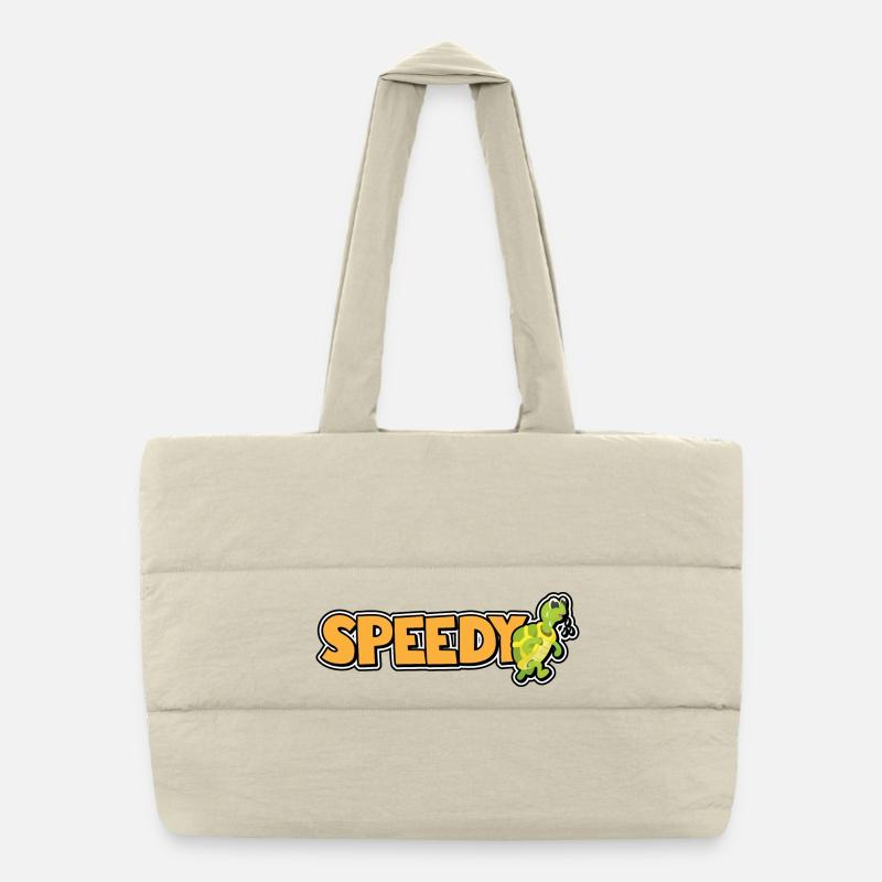 Speedy - Fast Turtle - Puffer Shopping Bag - natural