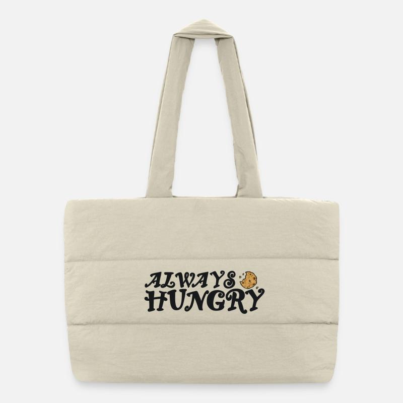 Always hungry mit Cookie - Puffer-Einkaufstasche - Naturweiß