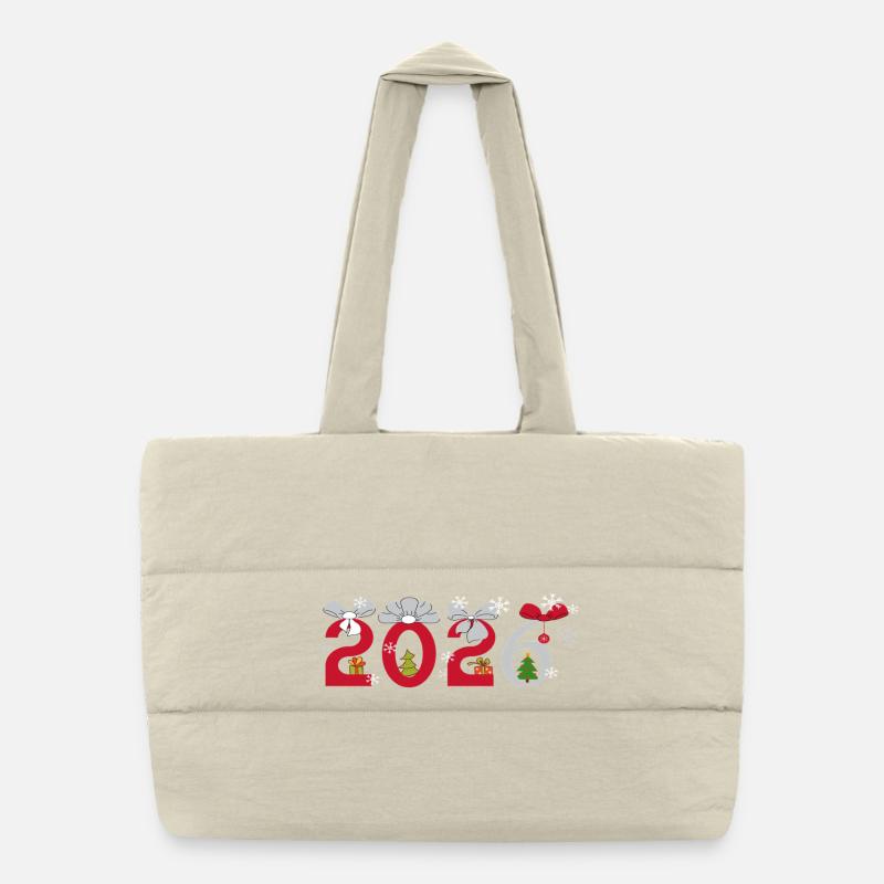  Neujahr 2026 - Puffer-Einkaufstasche - Naturweiß