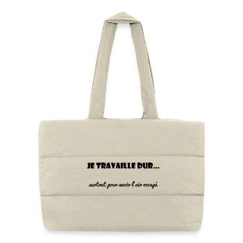 CITATION. MESSAGE. HUMOUR. CITATIONS DRÔLES - Sac shopping matelassé - blanc naturel - Devant