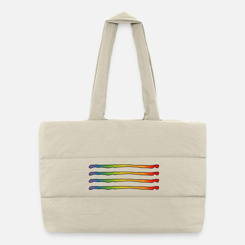 Regenbogen lines LGBT lgbtqi queer lgbt csd tshirt - Puffer-Einkaufstasche - Naturweiß