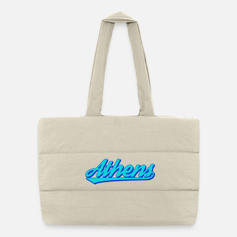 Athens Retro Script Puffer Shopping Bag