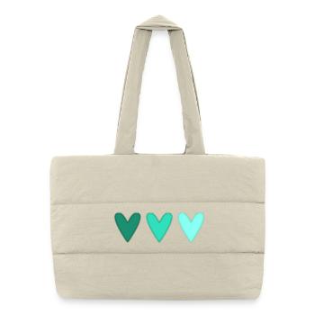 HEART. HEARTS. SAINT VALENTINE. LOVE. LOVE. COUPLE. - Puffer Shopping Bag - natural - Front