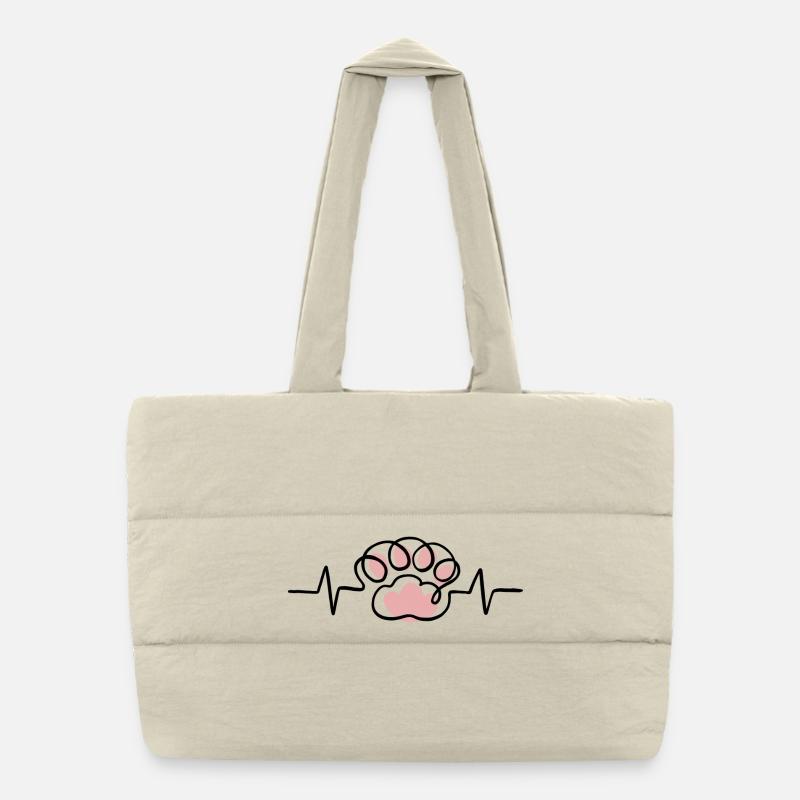 Patte de chat et rythme cardiaque ECG Sac shopping matelassé