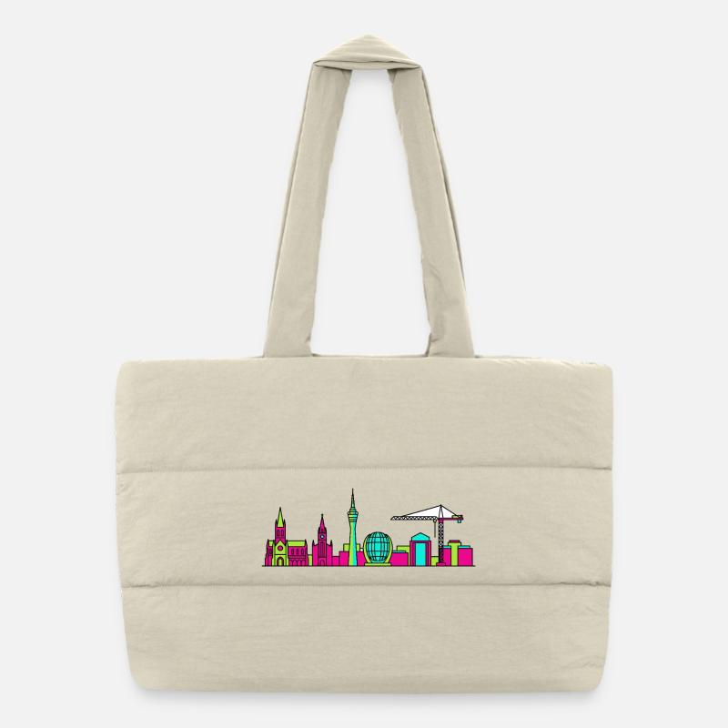 Glasgow City Skyline Clyde Arc Modern Line Art Puffer Shopping Bag