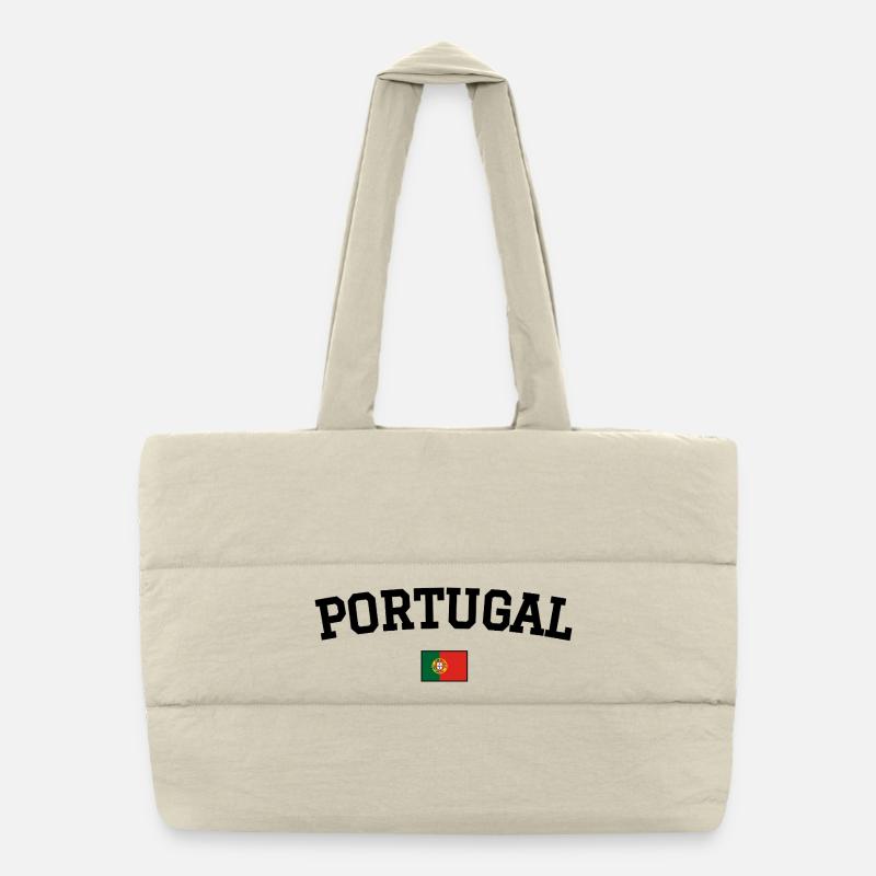 Portugal Flag Design Black Puffer Shopping Bag