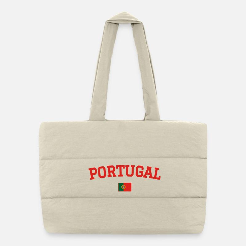 Portugal Flag Design Red Puffer Shopping Bag