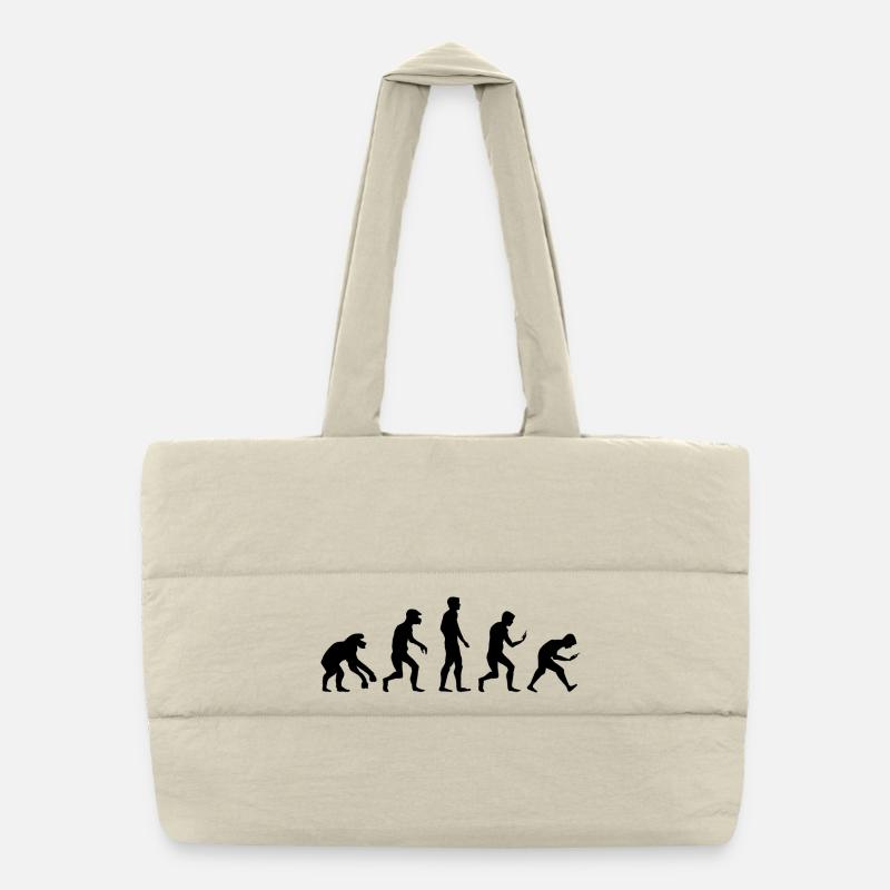 Icône de dépendance au téléphone portable de smartphone drôle d’évolution - Sac shopping matelassé - blanc naturel
