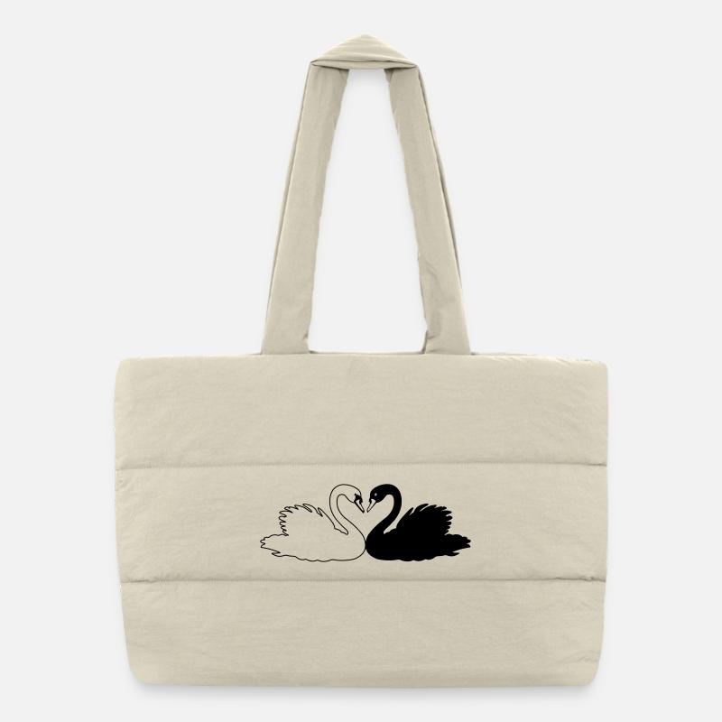 Figurine d’ombre de cygne noir et blanc Sac shopping matelassé