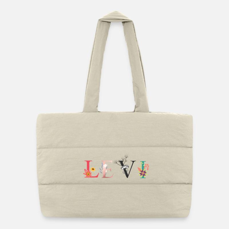 LEVI Name Art avec des fleurs brodées Sac shopping matelassé