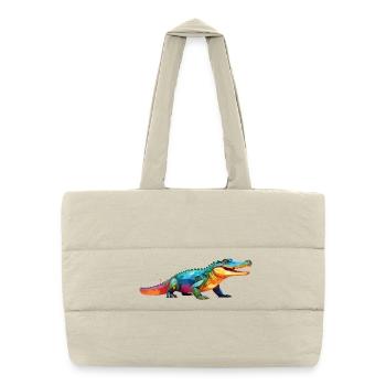kroko_poly4 - Puffer-Einkaufstasche - Naturweiß - Vorne