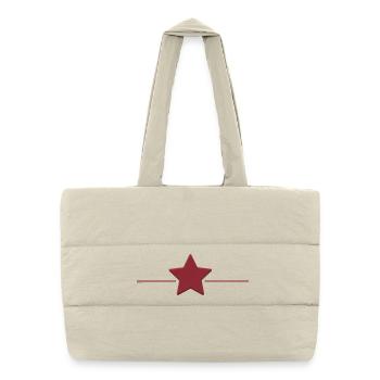 Étoile rouge avec ligne de bord - Sac shopping matelassé - blanc naturel - Devant