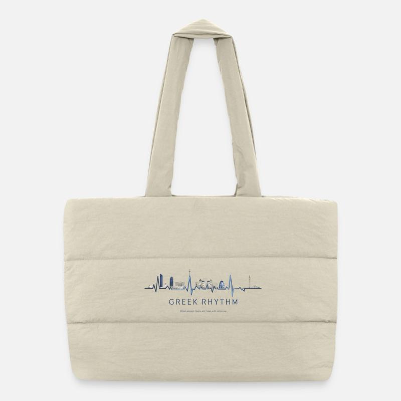 Greek Skyline Heartbeat Puffer Shopping Bag