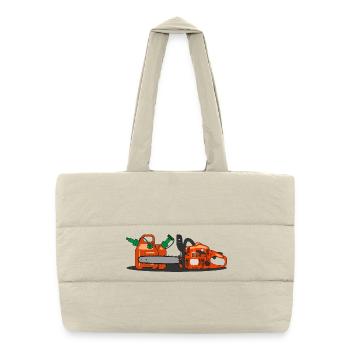 Tronçonneuse et conteneur combiné - Sac shopping matelassé - blanc naturel - Devant
