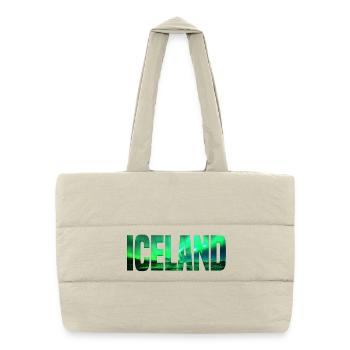 Iceland – Northern Lights Typography - Puffer Shopping Bag - natural - Front