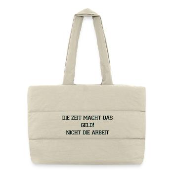 Die Zeit Macht Geld Neon Spruch - Puffer-Einkaufstasche - Naturweiß - Vorne