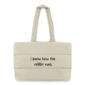 I Know How The Rabbit Runs Denglisch Sprichwort - Puffer-Einkaufstasche - Naturweiß - Vorne