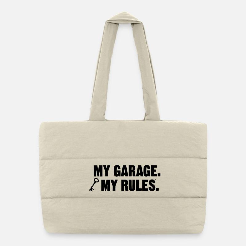 my garage my rules Puffer-Einkaufstasche