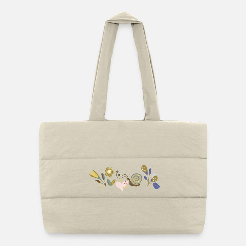 Blumen mit Schnecke Puffer-Einkaufstasche