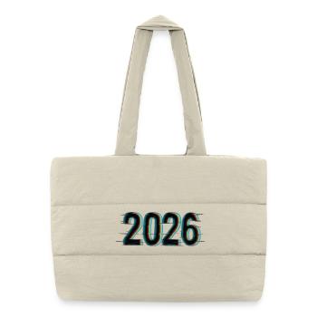 Futuristisches Jahr 2026 Design mit Neon-Effekt - Puffer-Einkaufstasche - Naturweiß - Vorne