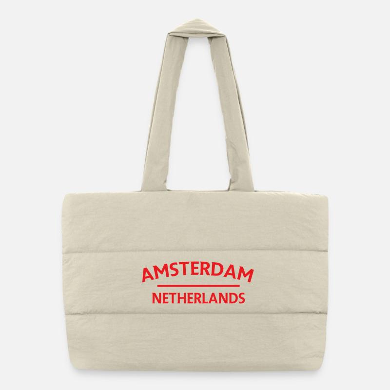 Amsterdam – Niederländisches Textdesign Puffer-Einkaufstasche