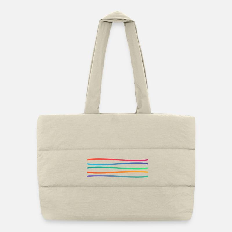 Regenbogen Linienkunst Puffer-Einkaufstasche