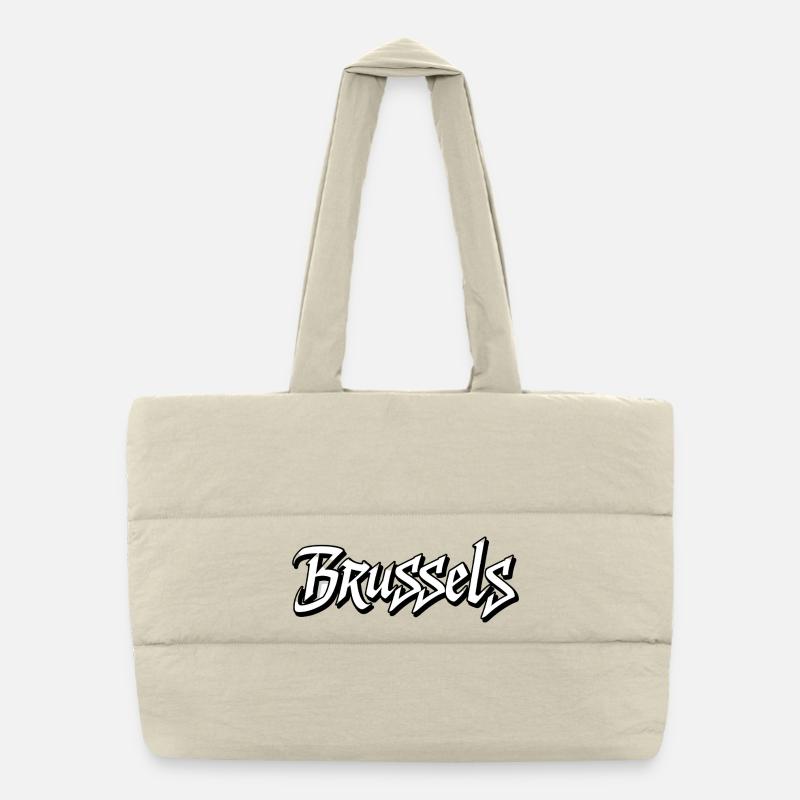 Stilvolles Brussels Schriftzug Design Puffer-Einkaufstasche