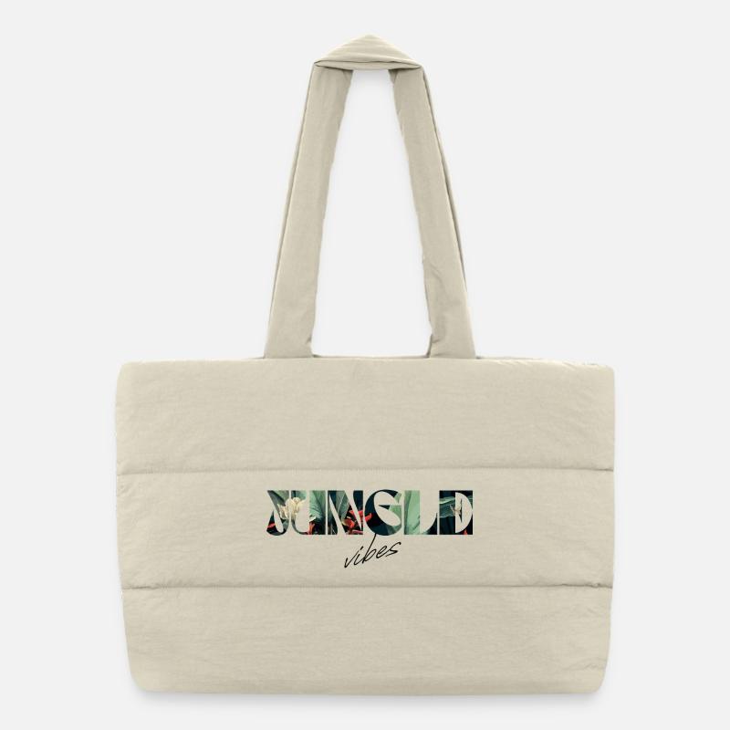 Jungle Vibes Botanical Lettering Puffer Shopping Bag