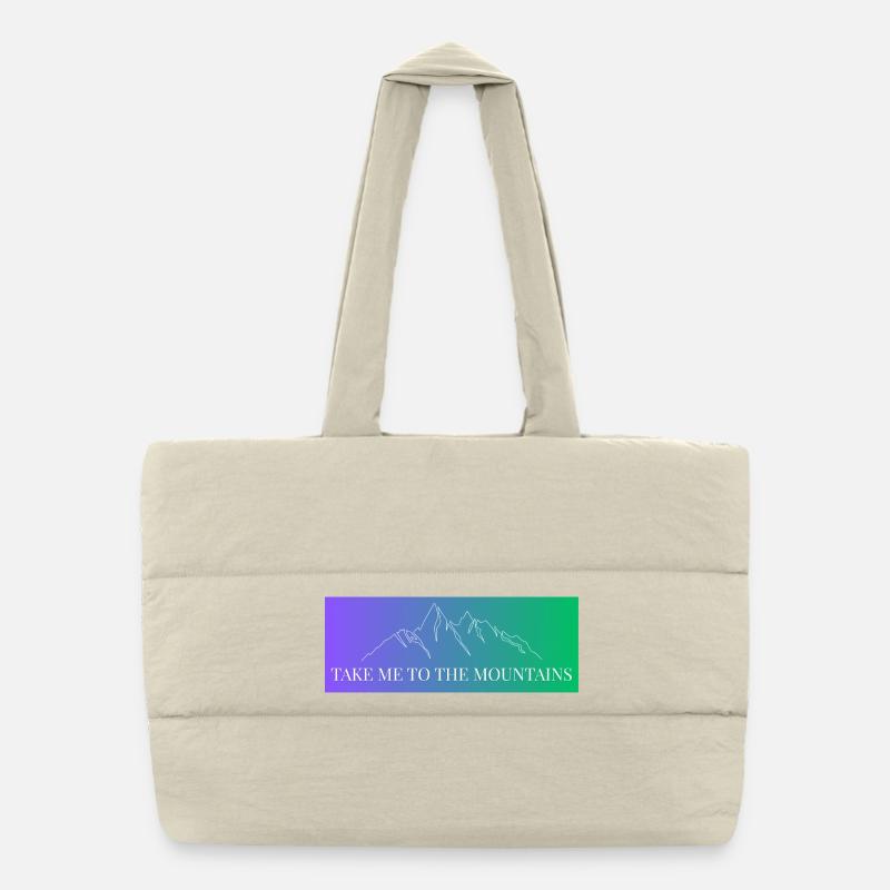 Mountain Range in Gradient - Take me to the Mountains Puffer Shopping Bag