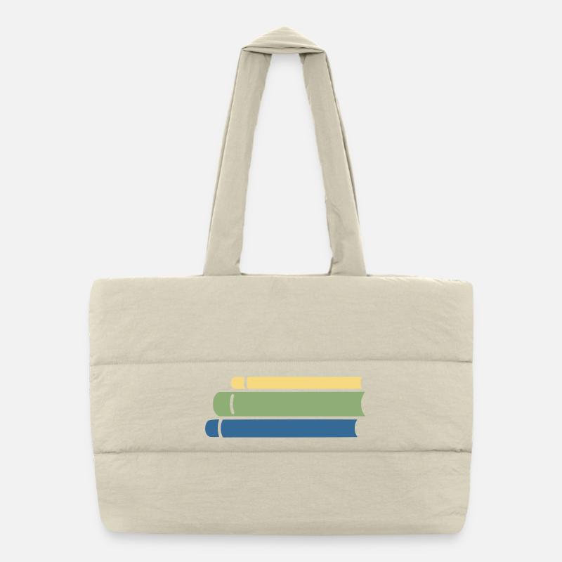 Pile de livres Décor coloré et plat Sac shopping matelassé